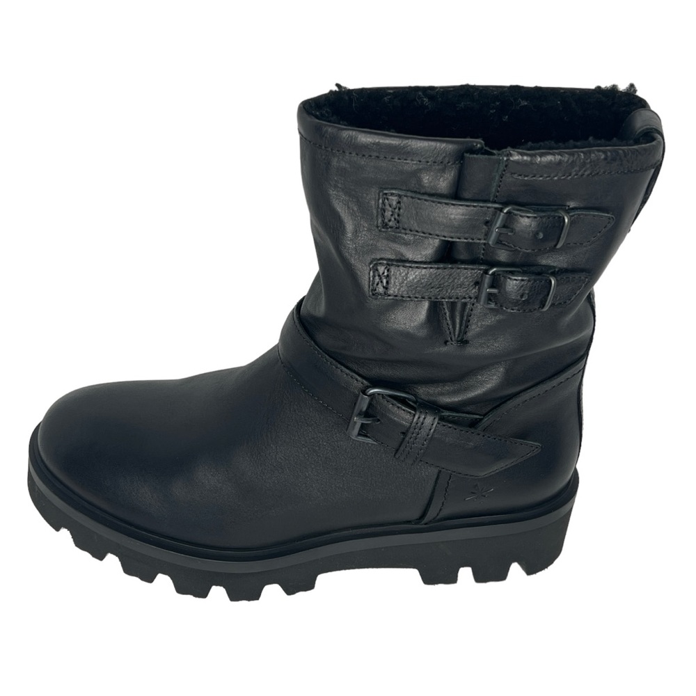 Ross & Snow Women’s Lucky Black Shearling Lining Leather Moto Boots Size 11 - Picture 4 of 16